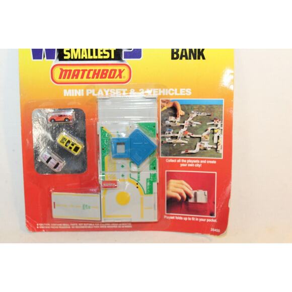 Matchbox World's Smallest Bank Mini Car Town Playset #2 Ford Nissan Porsche Rare - Picture 2 of 3